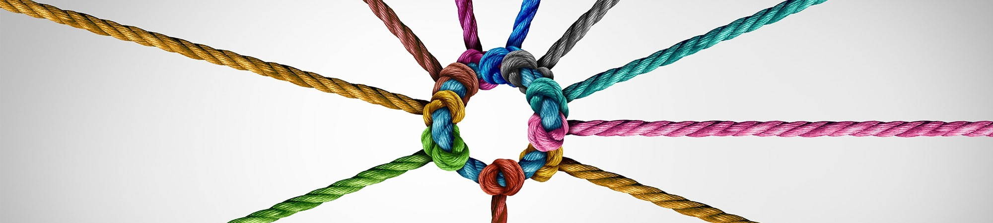 Multicolour knots joining together. Join I.T. Recruitment. TheDriveGroup